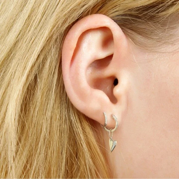 Amanda Pearl Mini Folded Heart Charm with Half Pavé - Picture 3 of 8